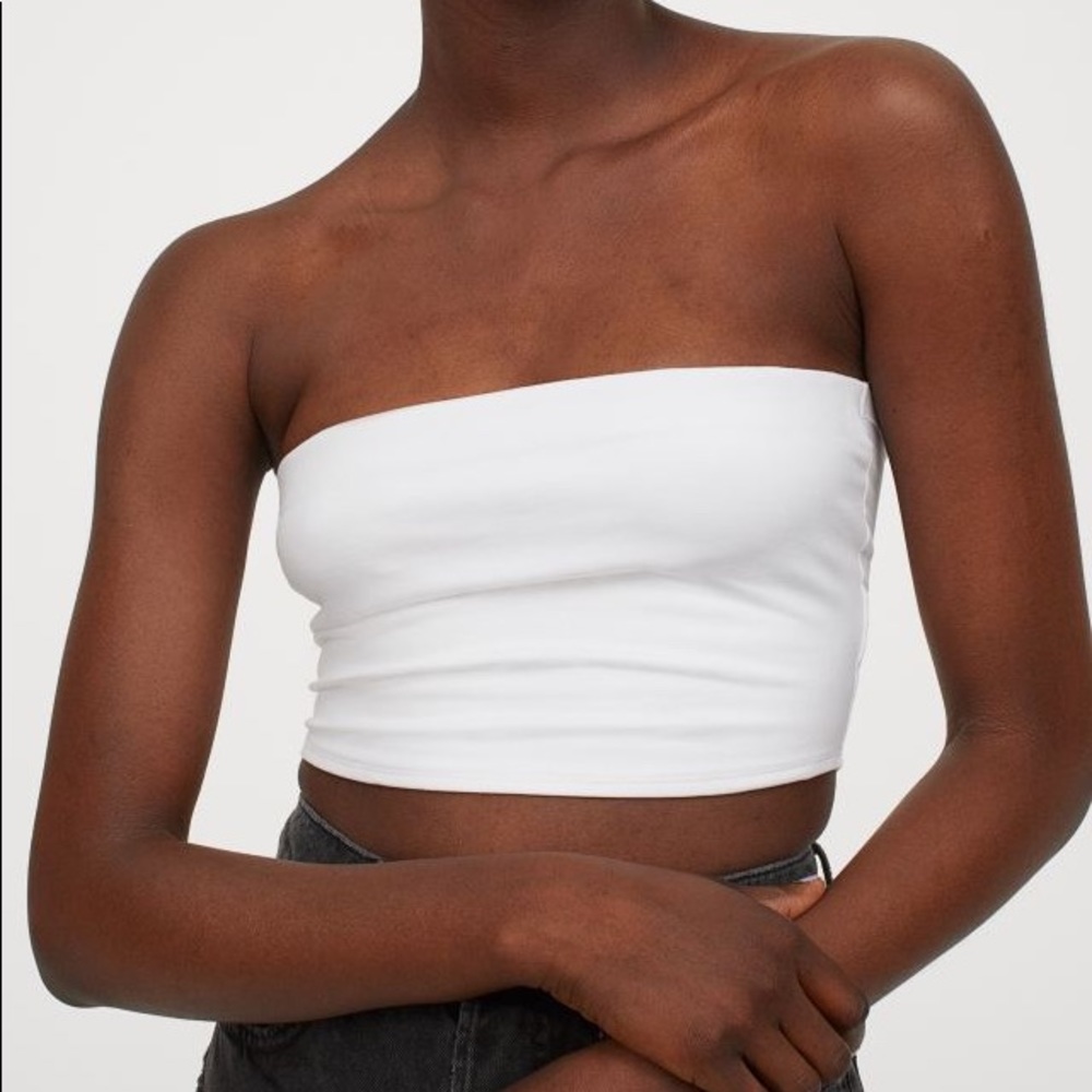 Divided white bandeau top